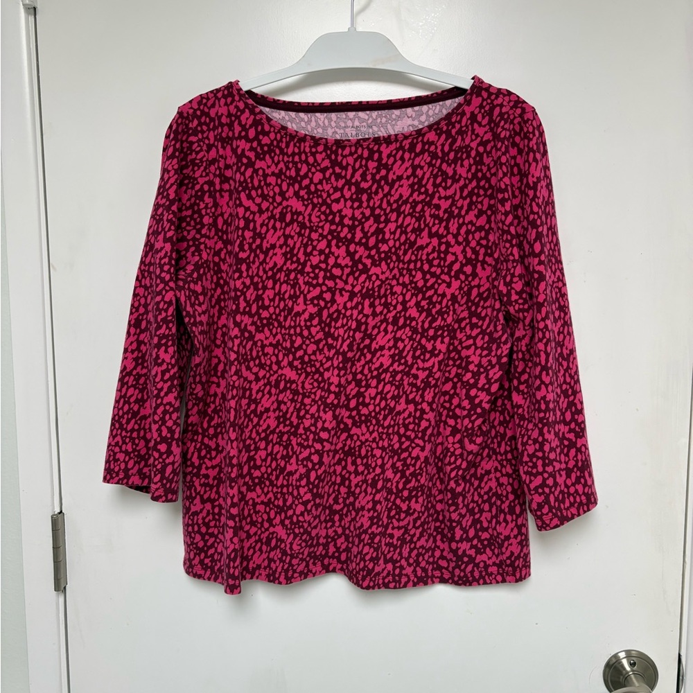 Talbots Women’s  Fuchsia and Plum Patterned 3/4 Sleeve top XLP